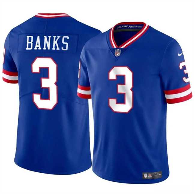 Men & Women & Youth New York Giants #3 Deonte Banks Royal Throwback Vapor Untouchable Limited Football Stitched Jersey->->NFL Jersey